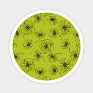 Poppies Pattern in Peridot Birthstone Color Magnet